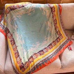 Johnny Was Silk Scarf NWT ! 12 Tassels!